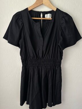 Anthropologie Somerset Black Linen Blend Romper Size Small